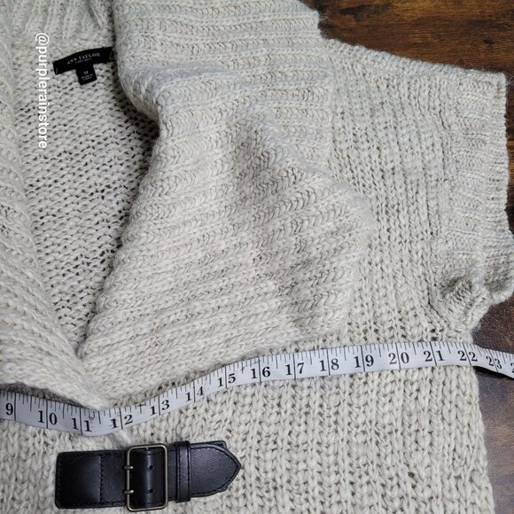 Ann Taylor Cardigan Shawl Neck Sweater M Soft Wool Alpaca Preppy Minimalist - Picture 5 of 8